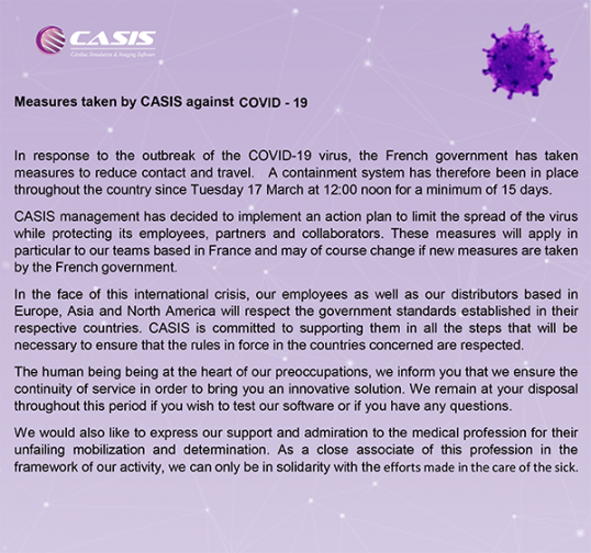 Measures taken by CASIS against COVID-19